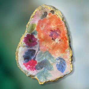 One of a Kind Handmade Decoupaged Chesapeake Bay Oyster Shell Trinket Dish